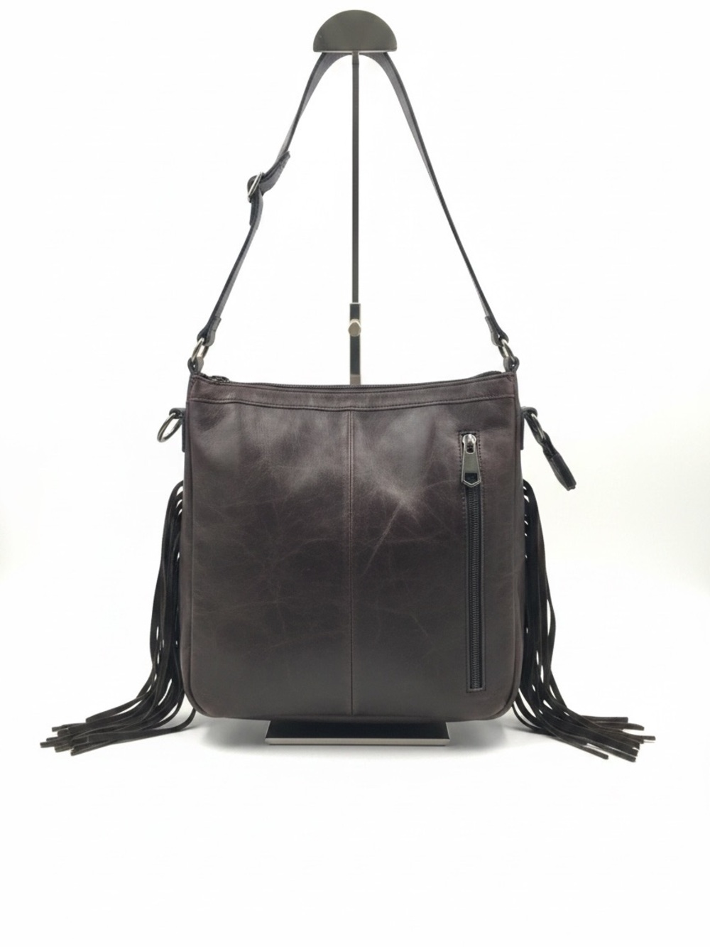 Montana West Black & White Cowhide Fringe Crossbody Bag - Picture 5 of 11